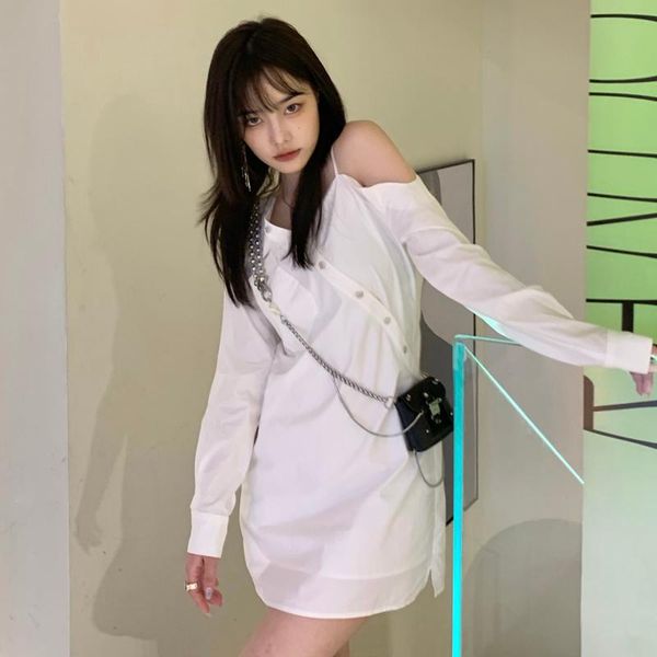 

casual dresses lazy loose ins suspender dress, Black;gray
