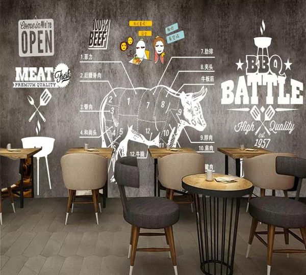 

wallpapers drop custom wallpaper mural cement hand painted steak western restaurant cafeteria grill background cafe wall painting