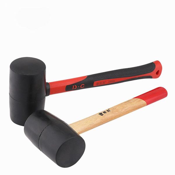 

hand tools 500g/750g/1000g wooden handle rubber hammer black non-elastic double faced tile marble floor installation mallet