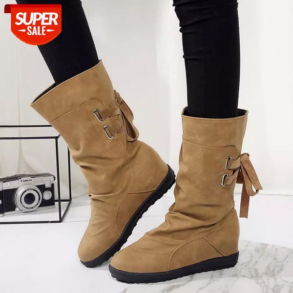 

lcizrong vintage women's boots designer suede big size 35-43 boot woman warm non-slip flat winter boots female #ab7e, Black