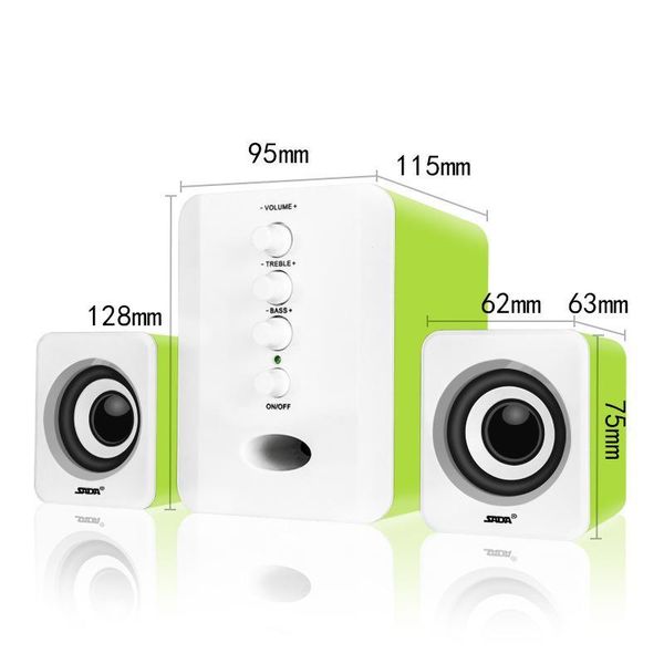 

mini speakers sada full range 3d stereo subwoofer 2.1 small pc speaker portable bass music dj usb computer for lapphone tv