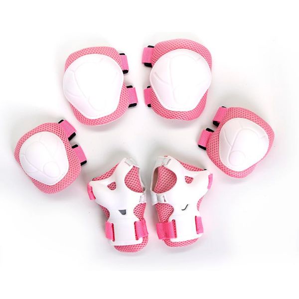 

lixada 6pc safety brace kids child elbow knee pads cycling roller skating skateboard elbow knee hands wrist protection guard pad, Black;gray