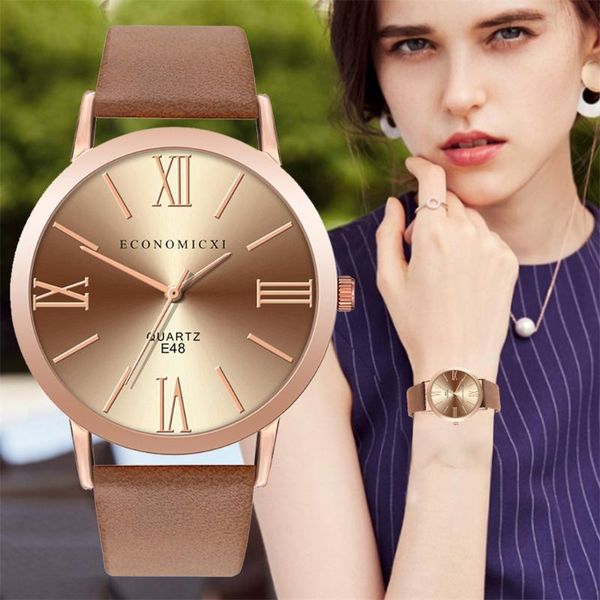 

wristwatches female leather strap ladies clock dress minimalist women watch quartz fashion elegant casual #w, Slivery;brown