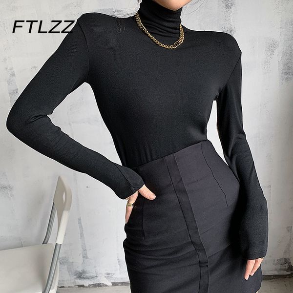

women fashion turtleneck t 2021 new spring autumn long sleeve solid slim shirts woman korean black 4gej, White
