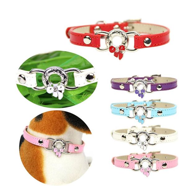 

cat collars & leads 2021 style personalized fashion adjustable pu bow puppy pet collar exquisite jewelry