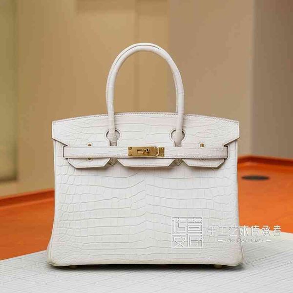

designer handbags 2021 herme bag nile crocodile skin cream white matte bk30cm gold buckle handbag bb