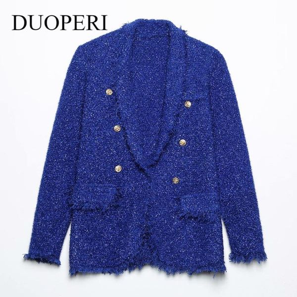 

women's suits & blazers duoperi 2021 women fashion with pockets solid double breasted blazer vest long sleeve v-neck vintage female chi, White;black