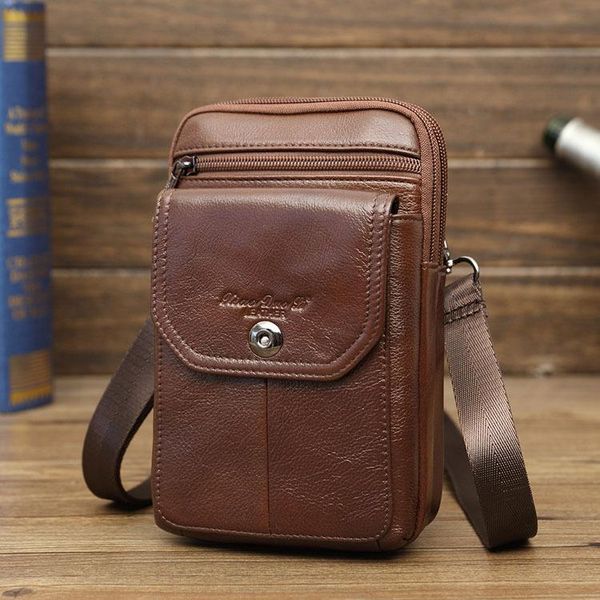 

waist bags men's leather mini bag 7-inch running shoulder mobile phone wear belt