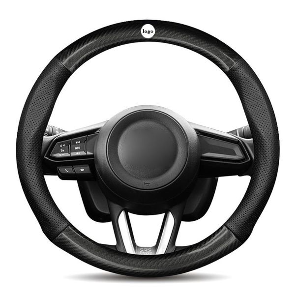 

steering wheel covers carbon fiber leather auto car cover for 3 5 6 cx5 cx30 cx9 cx7 rx8 mx5 cruise