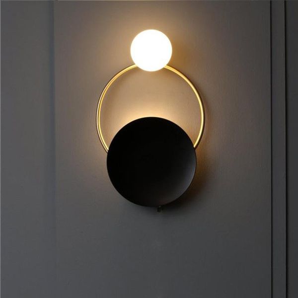 

nordic led wall lamp black and gold for bedroom bedside living room tv backdrop corridor aluminum sconce indoor lighting