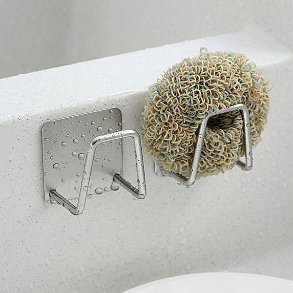 

hooks & rails kitchen sponges holder self adhesive sink drain drying rack 304 stainless steel storage accessories