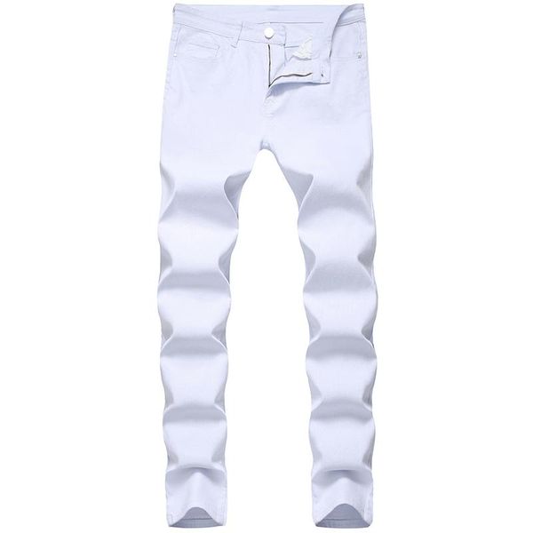 

men's jeans men white slim fit pants casual cotton daily man plus size, Blue