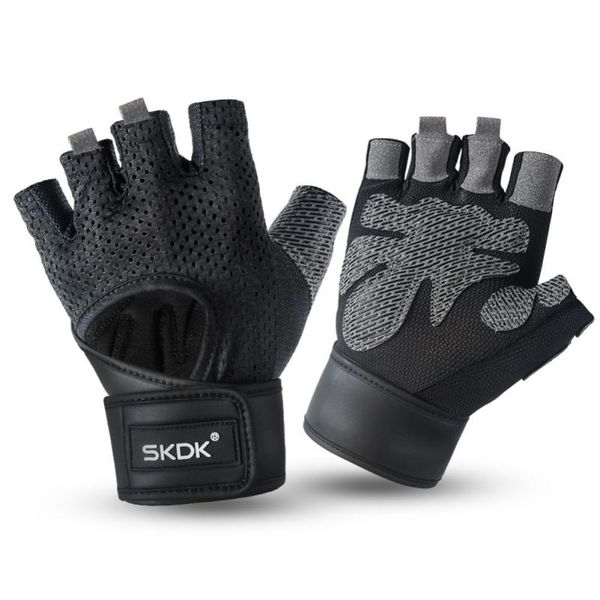 

elbow & knee pads half finger gloves breathable gym dumbbell weight lifting body building anti-slip cycling fitness training workout, Black;gray