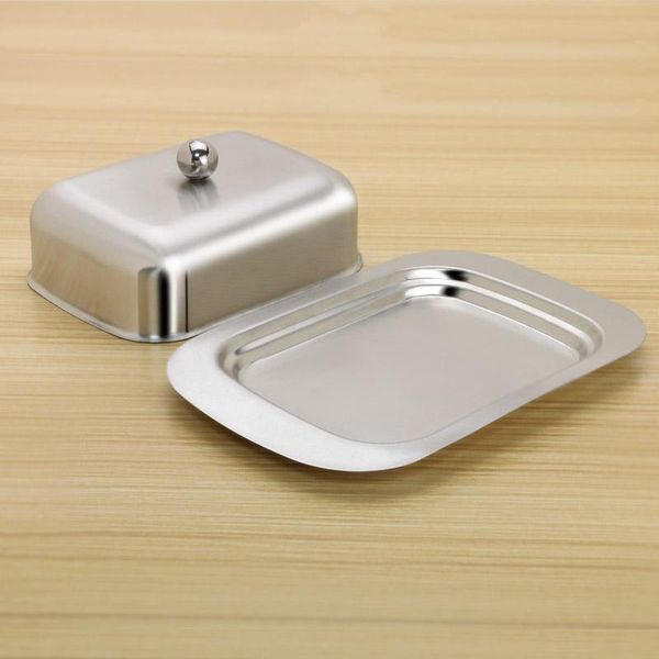 

dishes & plates kitchen butter dish box container cheese plate keeper tray with lid stainless steel boxes