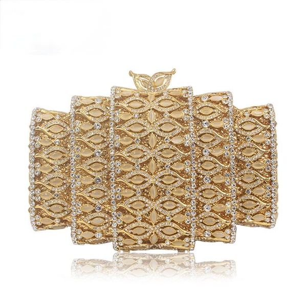 

evening bags fashion dazzling gold hollow out crystal women stones beaded female wedding bridal diamond clutch purse