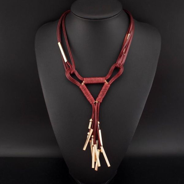 

pendant necklaces handmade woven long tassel necklace fashion accessories 5 color cluster strip alloy women statement & pendants bijoux, Silver