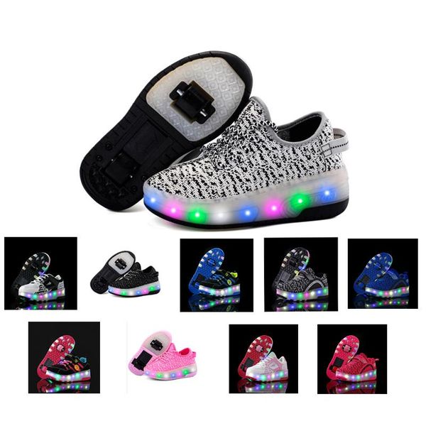 

inline & roller skates led light up skate shoes children rechargeable automatic sneaker with wheel boy girl glowing flashing pulley trainers