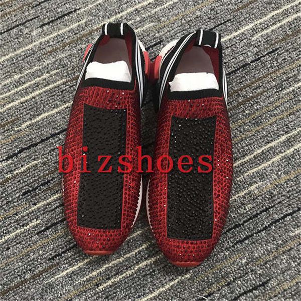 

diamond slip-on stretch knit sock sneakers rubber sole woman shoe italy designer sorrento shoe man casual outdoor trainers, Black