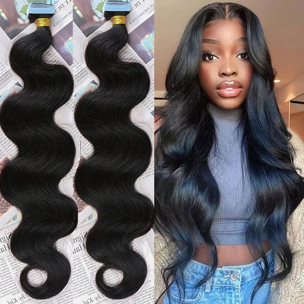 

tape in human hair extensions 40pcs 8-30inch natural color remy hairs for salon, Black