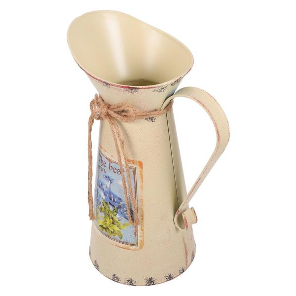 

vases 1 pc exquisite flower holder pot iron storage bucket (beige)