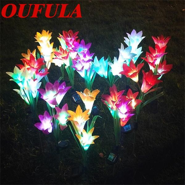 

aosong solar lawn lamps lily flower artificial flower garden lamp decorative lamp