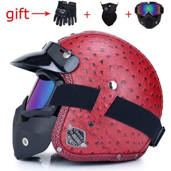 

motorcycle helmets p3 / 4 leather men's and women's rear helmets, spectacled open cruise