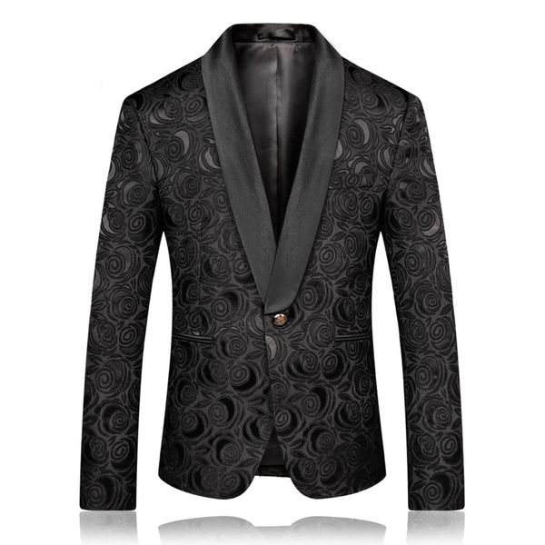 

2021 spring style fashion boutique printing for men youth slim single breasted suit blazer masculine 66jr, White;black