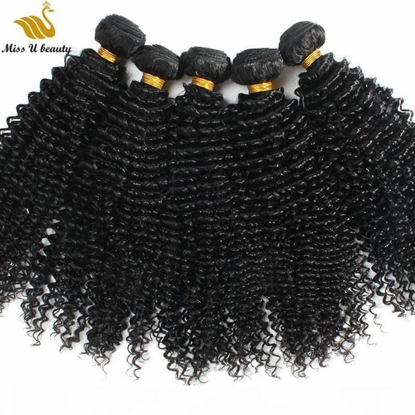 

kinky curly hair bundles double weft human hair weaves brazilian virgin hair 3 bundles a lot natural color cuticle aligned, Black