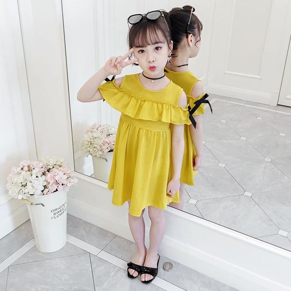 

girl's dresses girl dress kids babyÂ clothes 2021 off the shoulder spring summer for formal party outfitsÂ teenagers uniform dressesÂ cott, Red;yellow