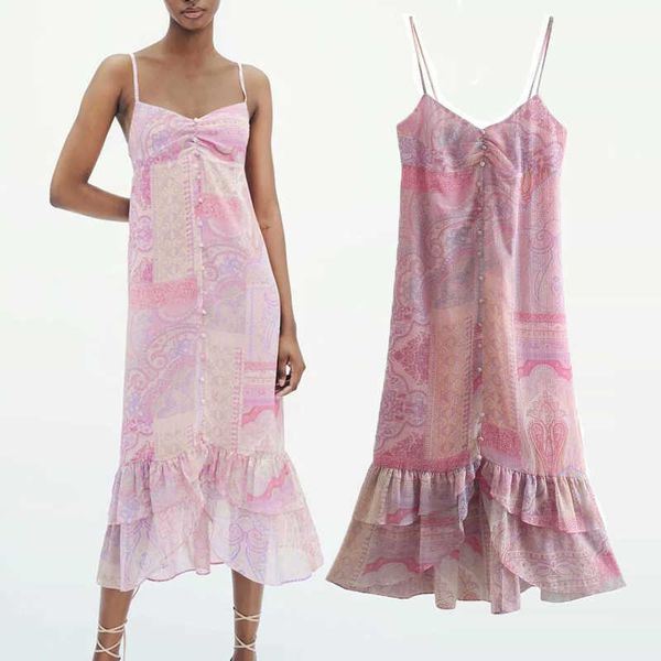 

dress summer za fashion chiffon print tube strap women dress casual chic street elegant 210601, Black;gray