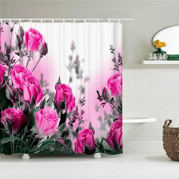 

shower curtains flower rose tulip sunflower small fresh bathroom curtain frabic waterproof polyester with hooks