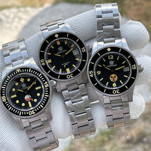 

wristwatches sd1952t steeldive arrival super luminous japanese movement sapphire glass nh35 automatic mens dive watch, Slivery;brown