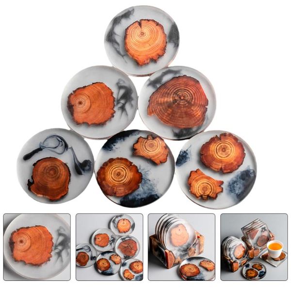 

mats & pads 6pcs home mug mat durable resin chic table decoration light brown