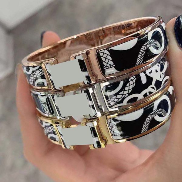 

copper enamel fashion bangle luxury jewelry women's and men's rose gold bracelet designer bracelets with original box, Black