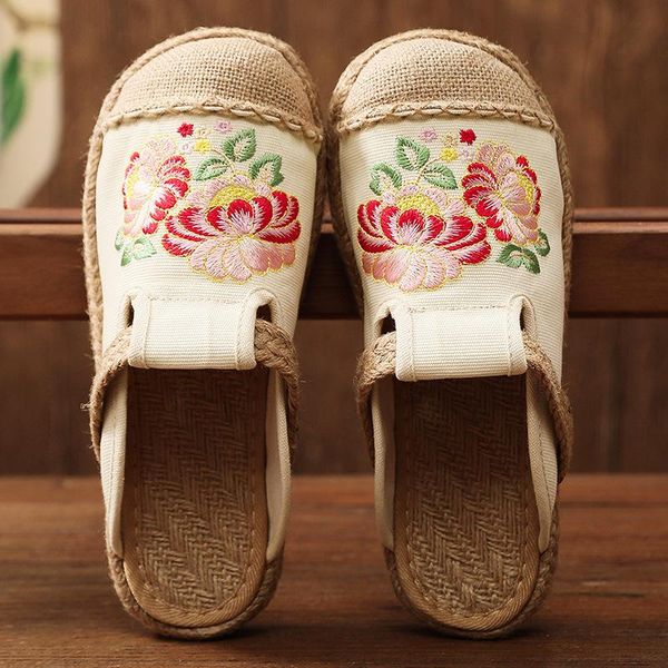 

slippers flat shoes female woman's luxury slides 2021 designer soft pvc patchwork fabric slip-on floral round toe embroider sewi, Black