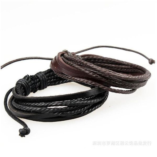 

new leather wrap braided wristband cuff punk men women bracelet bangle new jllxff