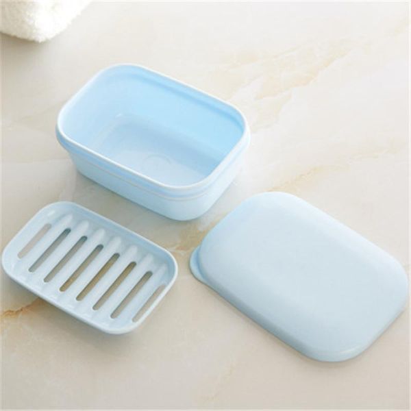 

portable durable soap box with drain low lid soap dish household travel multifunction storage boxes gadget slip-proof