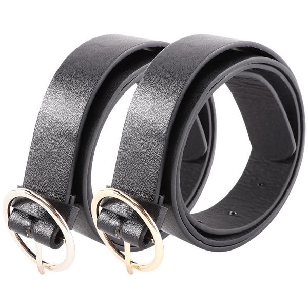 

belts est women leather belt round metal pin buckle female jeans all-match without strap, Black;brown
