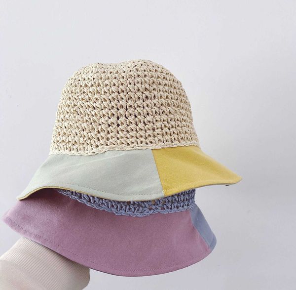 

summer arrival girls fashion patchwork hats kids straw hat 210528, Yellow