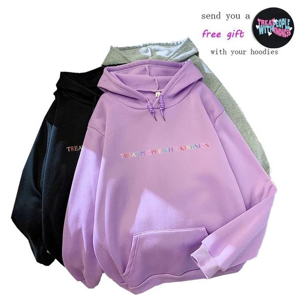 

women's hoodies & sweatshirts vogue hoodie sweatshirt treat people with kindness s-4xl women men pullover hooded clothes vintage casual, Black