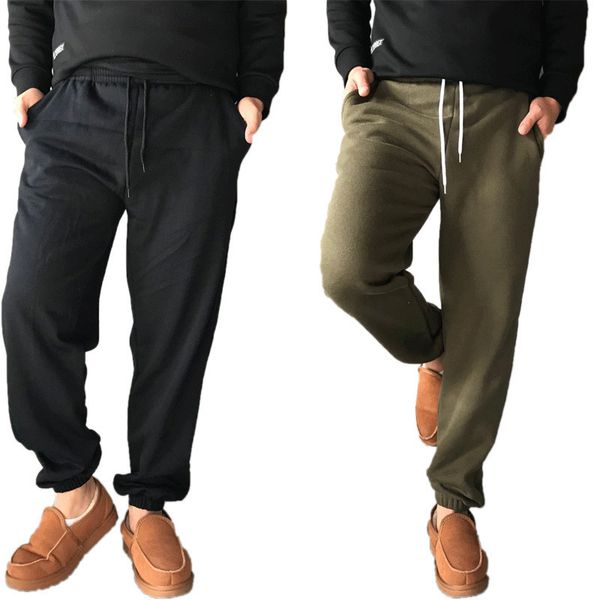 

2021 new men's corduroy corduroys joggers see loose winter warm veet man sweatpants casual pants runners uasm, Black