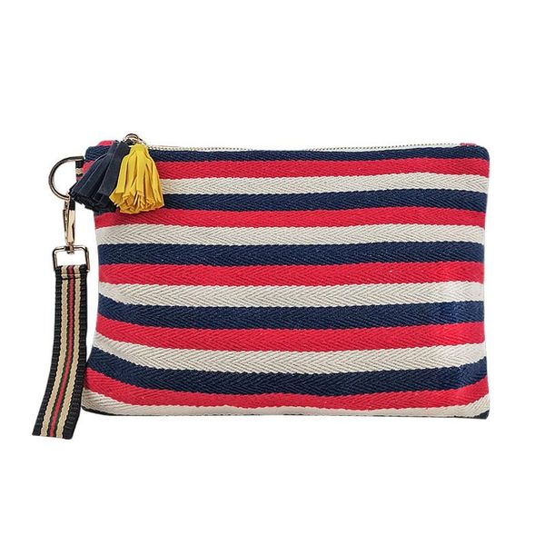 

cosmetic bags & cases striped tassel bag zipper canvas makeup organizer female travel toiletry large beauty pouch necesserie storage