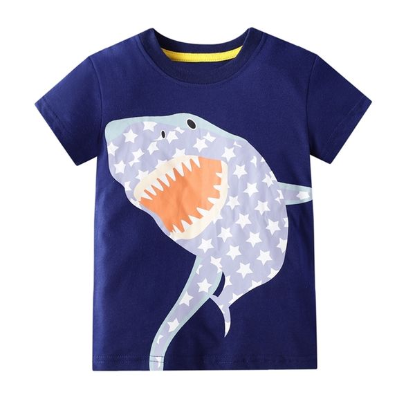 

summer 1 pc kid boy short-sleeve cotton casual animal & shark t-shirt 210528, Blue