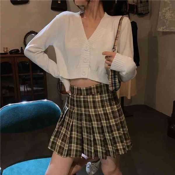 

knitted crop cardigan women korean short sweater long sleeve v neck cardigan green blueexpose waist women solid casual clothing, White;black