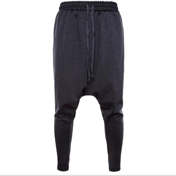 

men's pants hippie harem men streetwear loose sweatpants spring autumn punk low drop crotch trousers, Black