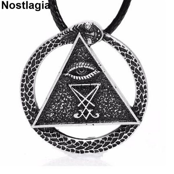 

nostalgia sigil of lucifer geometric necklace all seeing eye pendant pagan wicca amulet church of satan jewerly woman, Silver