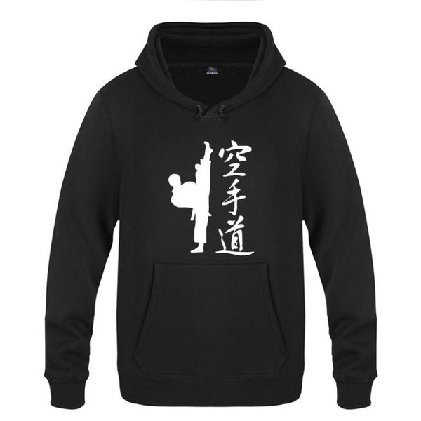 

men's hoodies & sweatshirts karate judo bodybuilding men fleece long sleeve hooded sweatshirt winter fitness pullover streetwear moleto, Black