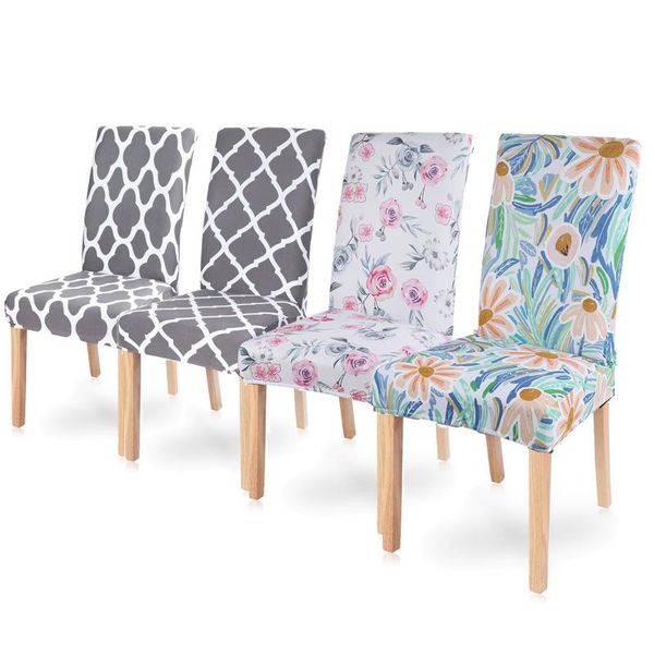 

chair covers 1/2/4/6pcs flower printed cover spandex elastic dining slipcover protector dust-proof for wedding banquet party a+++