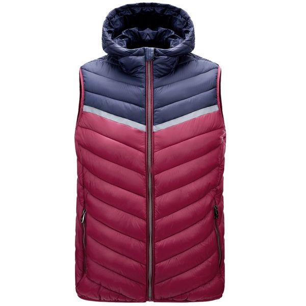

2021 vest jacket men's down cotton reflective strip decorative hooded casual vest, Black