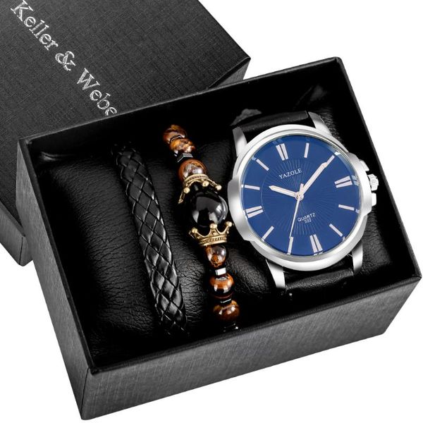 

wristwatches fashion watch men sport set simple alloy case leather strap generous casual business present for friend, Slivery;brown